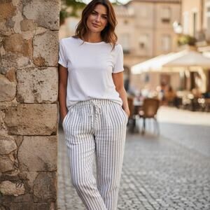 J.Crew Linen Blend Pants Size 14 Coastal Casual Beachy Relaxed Fit